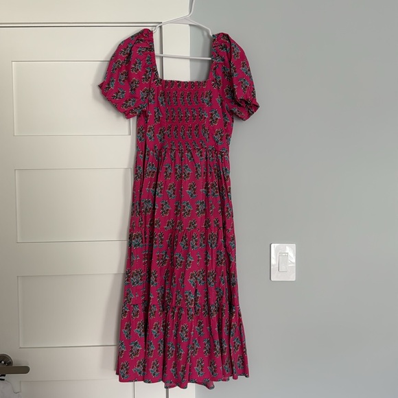 J. Crew Factory Pink Floral Midi Dress - Picture 2 of 8